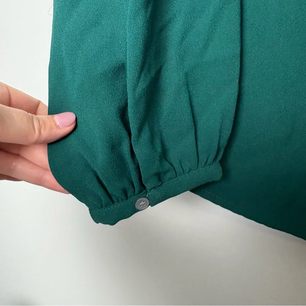 🌟J. Crew Deep Green Drapery Ruffle Collar Top